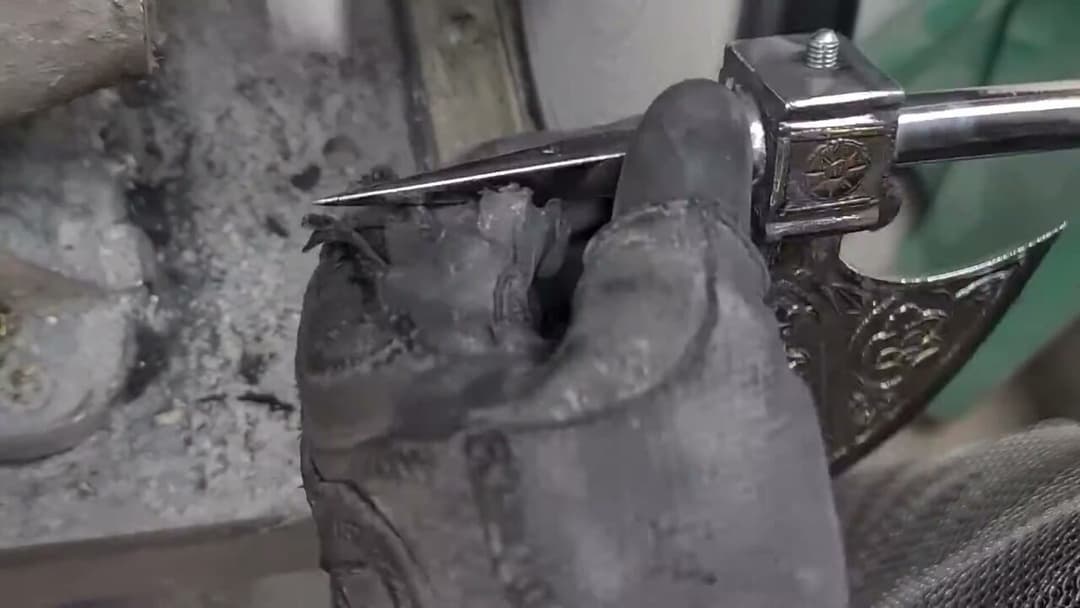 An 18th-century Indian battle axe, restored